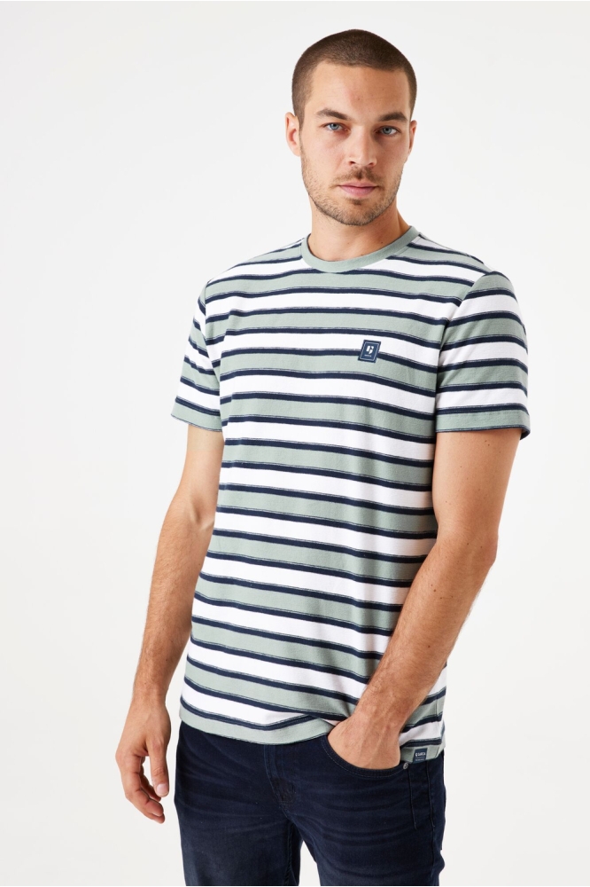 GESTREEPT T SHIRT F51006 6792 LIGHT SAGE